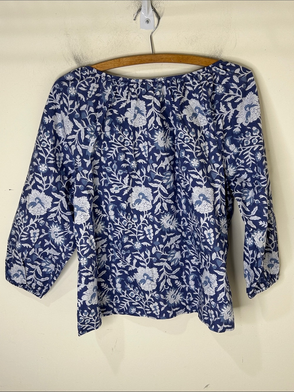MAREA by Liz Joy Floral Cotton Blouse Top XS Blue White - Picture 3 of 13